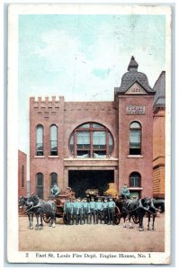 1910 Front View East St Louis Fire Depot Engine House Madison Illinois Postcard