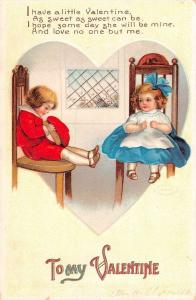 Clapsaddle Valentines Children Sitting in Heart  Antique Postcard L2430