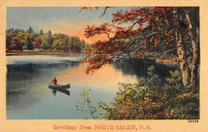 North Salem New Hampshire Row Boat Waterfront Greeting Antique Postcard K84753