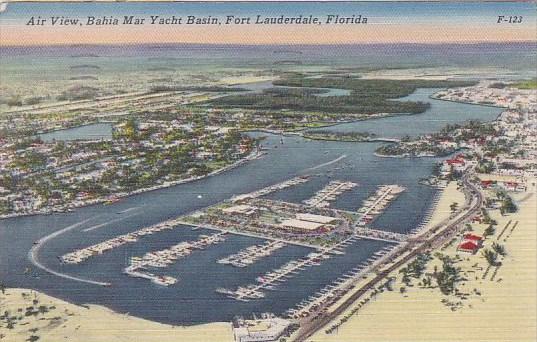 Florida Fort Lauderdale Air View Bahia Mar Yacht Basin 1953