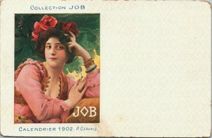 Collection JOB Calendrier 1902 P.Gervais Art Nouveau Advertising Postcard 04.15