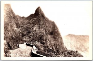 Pali Honolulu Hawaii HI Cliff Roadway Real Photo RPPC Postcard