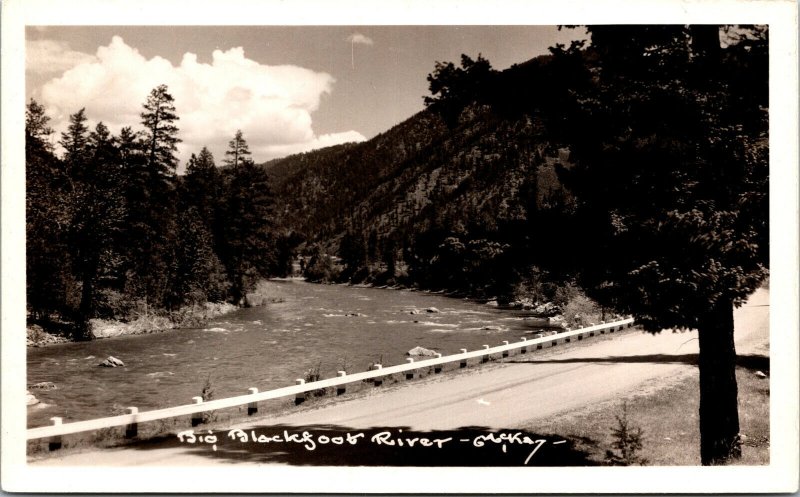 Vtg 1940 Big Blackfoot River Near Missoula Montanta MT RPPC Real Photo Postcard