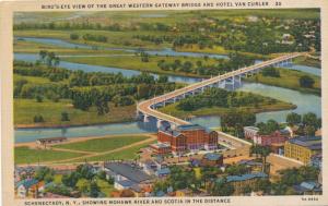 Schenectady NY, New York - Western Gateway Bridge and Hotel Van Curler - Linen