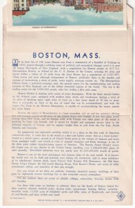 Boston, Massachusetts, Vintage 1937 Linen Folder Postcard, 22 Views