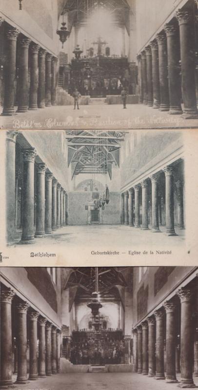 Basilica Bethlehem Nativitiy Military Guard 3x Antique Postcard s