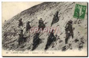 Old Postcard Fancy Army Infantry At & # 39assaut