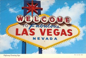 Famous Las Vegas Sign, Nevada, Cont. Size, Old Postcard