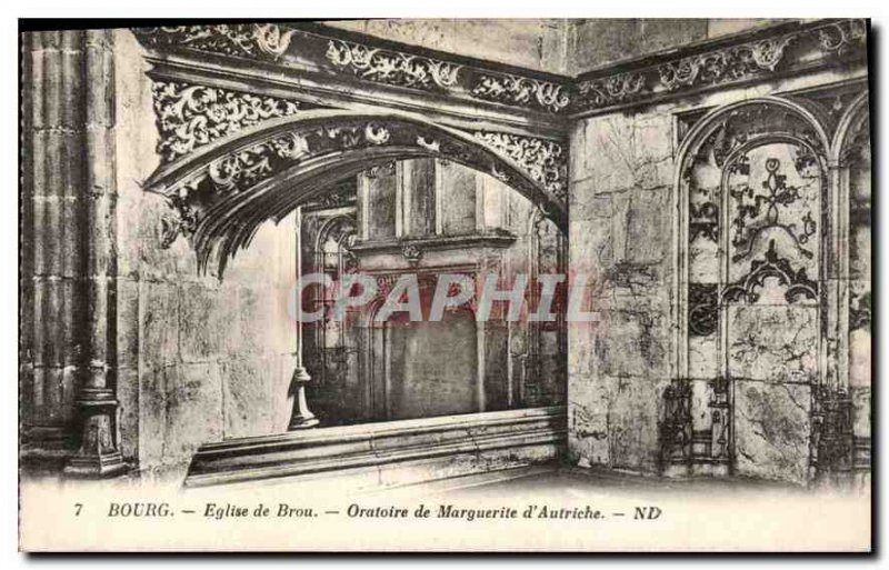 Old Postcard Bourg Brou Church Oratory of Margaret of Austria