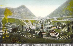 c.'08, Civil War, Gen Morgans army in Cumberland Gap, Tent, 1862, Old Postcard