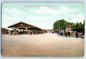 Rochester New York NY Postcard The Public Market Business Section c1910s Antique