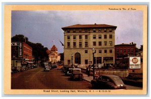 Westerly Rhode Island RI Postcard Broad Street Looking East Exterior c1940's