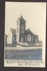 RPPC RICEVILLE IOWA CONGREGATIONAL CHURCH BUILDING VINTAGE REAL PHOTO POSTCARD