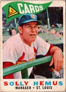 1960 Topps Baseball Card Solly Hemus Manager St Louis Cardinals sk10595