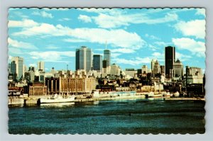 Montreal- Canada, Skyline of Montreal, Coastline and Ship, Chrome c1971Postcard