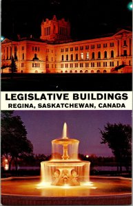 1960s Vintage Postcard Legislative Buildings Regina SK Queen City Fountain