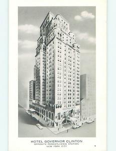 Unused 1950's OLD CARS & GOVERNOR CLINTON HOTEL Manhattan New York NY Q5645