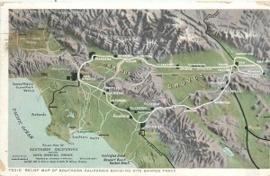 Postcard 1916 California Southern Map Kite route road trip Phostint CA24-763