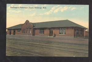 HOLDREGE NEBRASKA BURLINGTON RAILROAD DEPOT TRAIN STATION VINTAGE POSTCARD