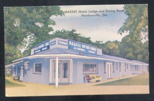 HAWKINSVILLE GEORGIA GA. MASSEE MOTEL RESTAURANT VINTAGE ADVERTISING POSTCARD