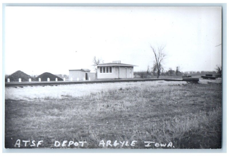 c1960 ATSF Depot Argyle Iowa IA Railroad Train Depot Station RPPC Photo Postcard