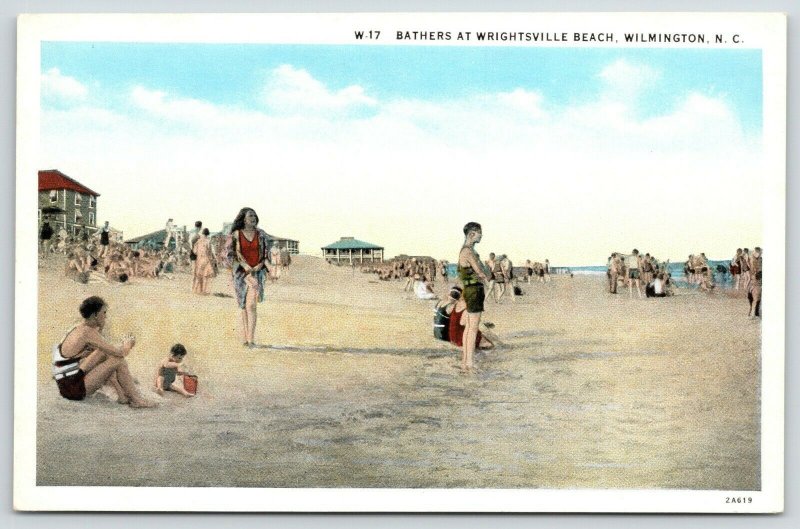 Wilmington North Carolina~Wrightsville Beach Bathers~Baby & Sand Pail~1920s PC 