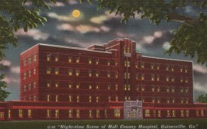 Night Time Scene Of Hall Country Hospital Bldg. Gainesville Georgia GA Postcard