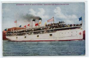 Steamer City of South Haven Chicago 1912 postcard