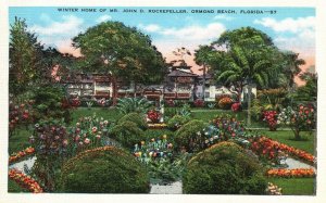 Vintage Postcard 1930's Winter Home of Mr. John D. Rockefeller Ormond Beach FL