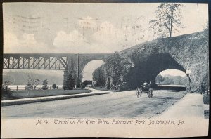 Vintage Postcard 1909 Tunnel on River Drive, Fairmont Park, Philadelphia