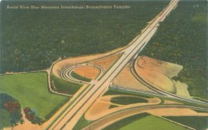 Pennsylvania Turnpike Aerial View Blue Mtn Interchange Linen Postcard Unused
