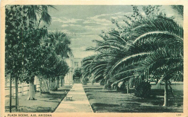 Arizona Ajo Plaza Scene Teich 1931 Postcard 22-737