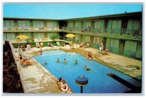 Ocean City New Jersey NJ Postcard Sea Spray Motel Swimming Pool c1960's Vintage