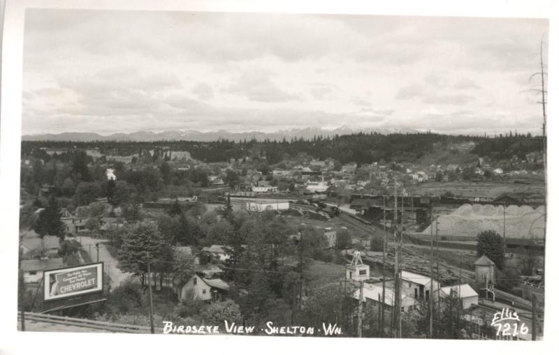 Shelton WA Washington Birdseye Chevrolet Billboard Ellis 7216 RPPC Postcard E8