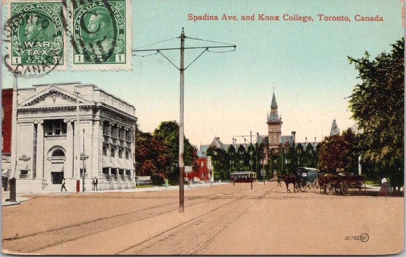 Toronto Ontario ON Spadina Ave & Knox College c1915 Postcard D68