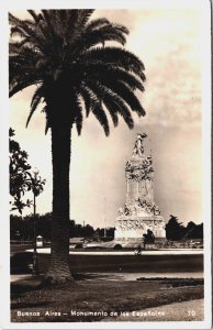 Argentina Buenos Aires Monumento de los Espanoles Vintage RPPC C082