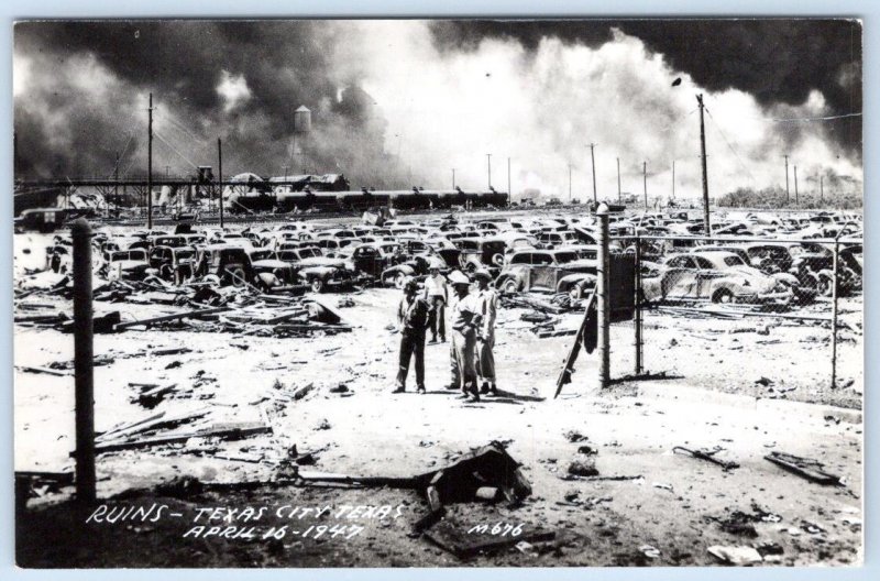 RPPC 1947 TEXAS CITY TX RUINS APRIL 16 M676 (FERTILIZER EXPLOSION DISASTER) 