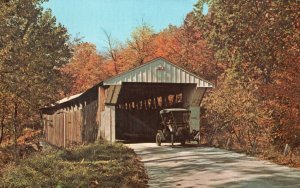 Vintage Postcard Adams Mill Covered Bridge Wildcat Creek Carroll County Indiana