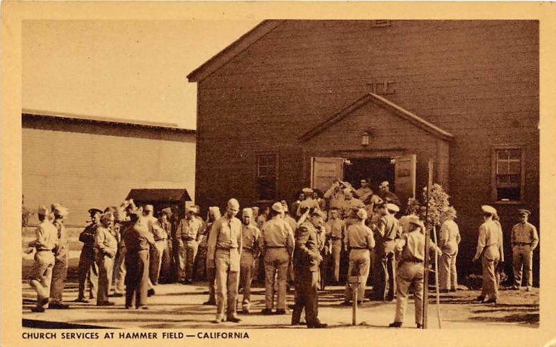 Church Services Hammer Army Air Field Fresno California WWII postcard