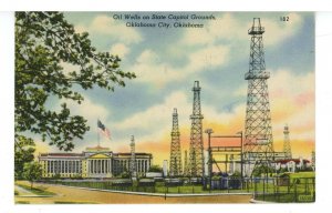 OK - Oklahoma City. State Capitol Grounds, Oil Wells ca 1945