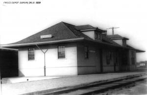 Garvin Oklahoma Frisco Railroad Depot Real Photo Vintage Postcard K89979