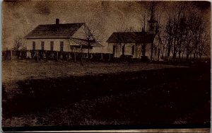 c1910 COMMUNITY CHURCH AND PARSONAGE VELOX RPPC REAL PHOTO POSTCARD 36-151