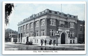 KENDALLVILLE, Indiana IN ~ CITY HALL Street Scene c1910s Noble County Postcard