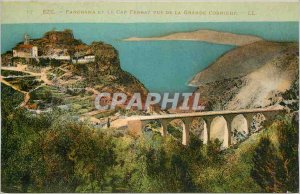 Old Postcard Panorama Eze and Cap Ferrat as seen from the Grande Corniche