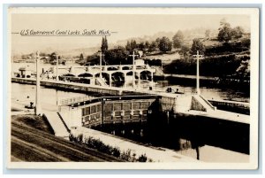 c1910's US Government Canal Locks Seattle Washington WA RPPC Photo Postcard