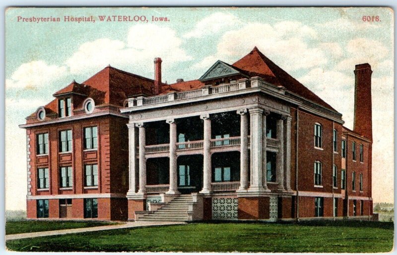 c1910s Waterloo, IA City Presbyterian Hospital Litho Photo Postcard Vtg A61