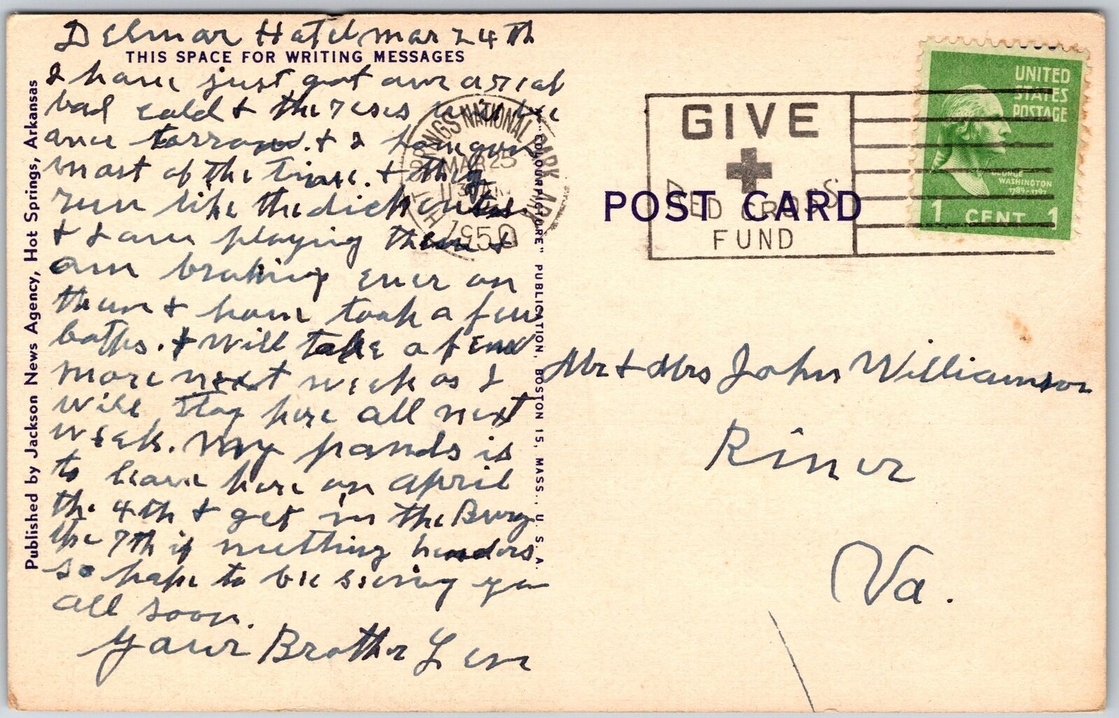 1950's Army Navy Hospital Hot Springs National Park Arkansas Posted