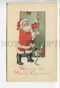 443911 SANTA CLAUS Christmas NEW YEAR Bell TOYS Vintage postcard