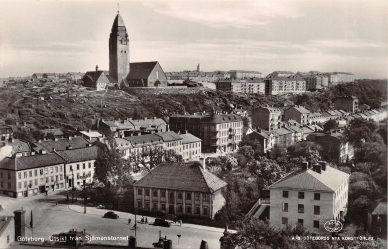 GÖTEBORG SWEDEN UTSIKT fran SJÖMANSTORNET~ELEVATED VIEW PHOTO POSTCARD c1940s