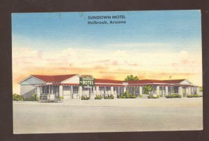 HOLBROOK ARIZONA ROUTE 66 DUNDOWN MOTEL VINTAGE LINEN ADVERTISING POSTCARD